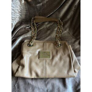 Nicole Miller Tan/Brown  Handbag Purse~ Chain Strap Gold Tone Trim SEE